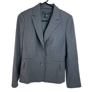 Banana Republic Factory Womens Blazer Size 6P Gray Pinstriped 2 Button Lined